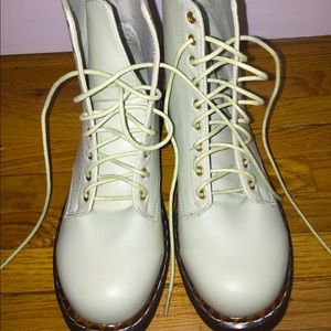 Mint green combat boots style
